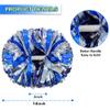 Lovecheer 2PCS Cheerleader Pom Poms Blue and Silver Holographic Pom Poms Cheerleading with Baton Handle for Sports Team Spirit Dance Adults view 2