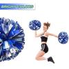 Lovecheer 2PCS Cheerleader Pom Poms Blue and Silver Holographic Pom Poms Cheerleading with Baton Handle for Sports Team Spirit Dance Adults view 3