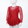 Agoky Kids Girls Sequins Mesh Ballet Dance Dress Long Sleeve Gymnastic Leotard Skirt Figure Ice Skating Dress Dancewear Burgundy 12 Years view 4