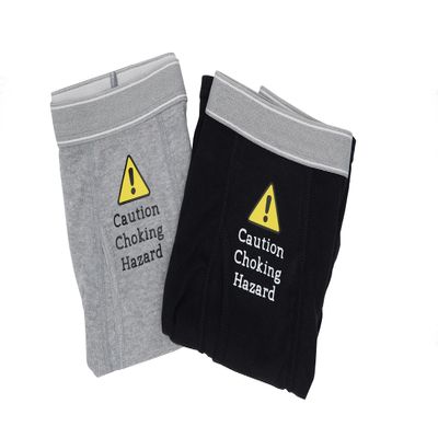 Caution Choking Hazard Boxer Briefs, Funny Boxer Briefs For Men, ONE PAIR (XL, Black)