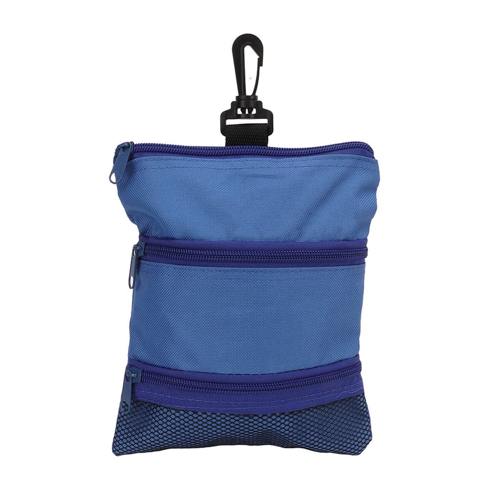 OUKENS Golf Tee Bag, 8 x 6.6in Cloth Tee Pouch Portable Zipper Multi Pocket Hand Bag with Clip Golf Accessory Pouch for Extra Storage (Blue)