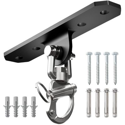 Yes4All Punching Bag Hanger, Stainless Steel Swivel Chain with 4 Snap Hooks for Heavy Bag, Gym Swing, Trapeze, and Hammock, 360 Rotation Heavy Duty Swing Hanger