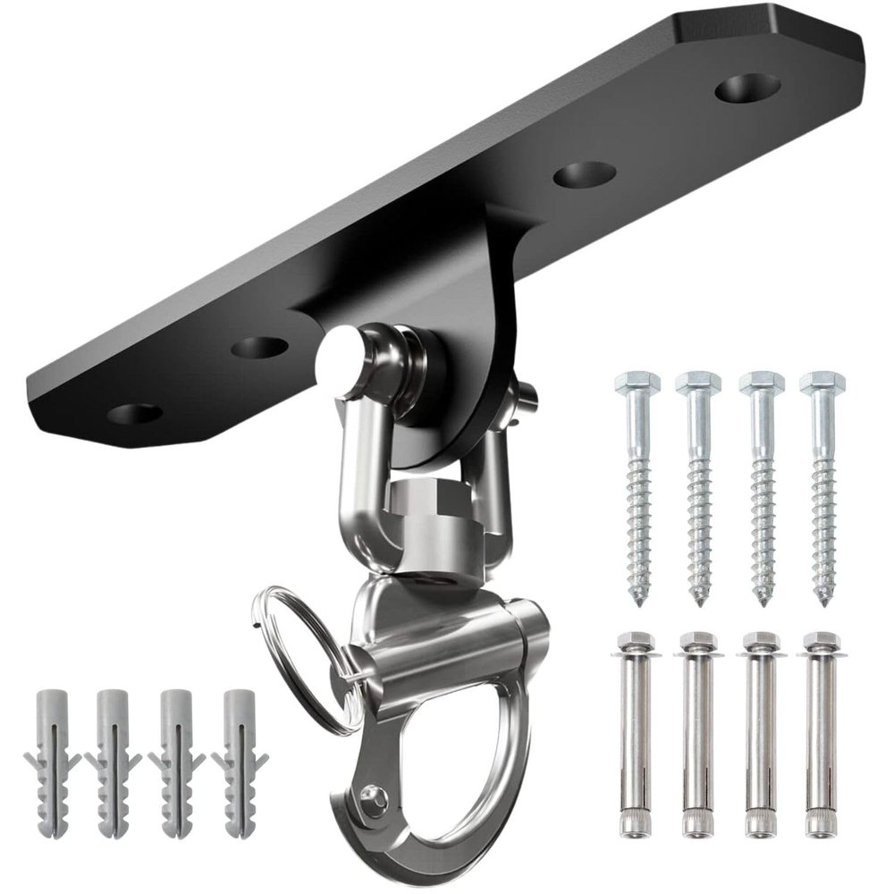 Yes4All Punching Bag Hanger, Stainless Steel Swivel Chain with 4 Snap Hooks for Heavy Bag, Gym Swing, Trapeze, and Hammock, 360 Rotation Heavy Duty Swing Hanger