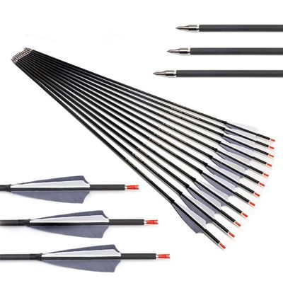 24pc ID 6.2mm .244" 22-31 Inch Carbon Arrows Spine 300 350 400 500 600 700 800 Target Practice & Hunting Arrow Rotatable Nock for Recurve Bow Compound Bow Adult Youth Shooting Style2