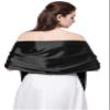 DDNFO Womens Satin Scarf Long Lightweight Shawls Bridesmaid Wedding Wrap Scarf Pashmina (DMPJ) (Black) view 1