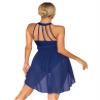 Jizyo Women's Lyrical Dance Costume Sleeveless Sheer Mesh Leotard Dress Modern Contemporary Ballet Dancewear Navy_Blue Large view 3