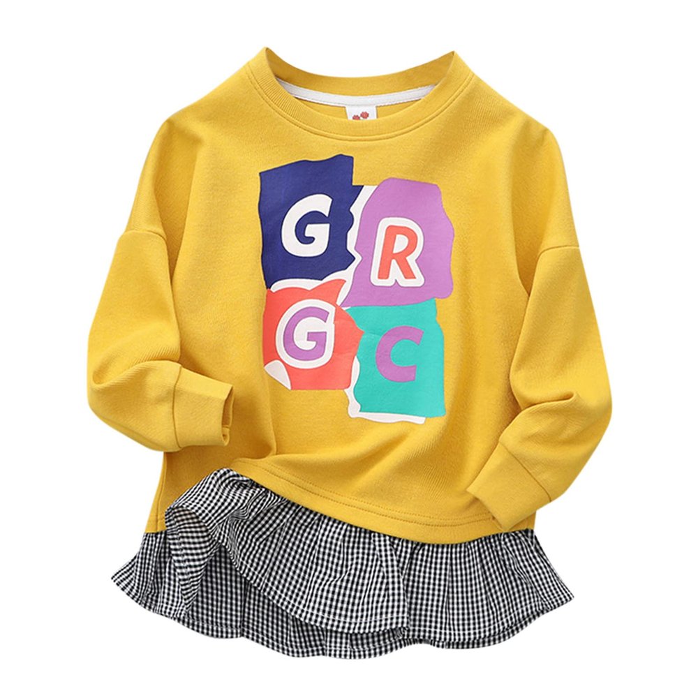 Kids & Toddler Sweatshirt Long Sleeve Cotton Pullover Sweatshirt Tops Sport Tops for Kids (Yellow, 4-5 Years)