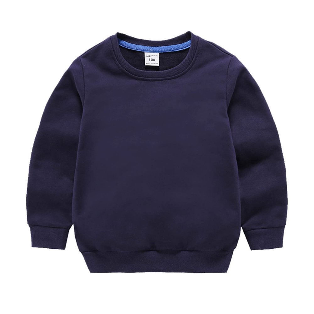 Baby Toddler Boy's Sweatshirt Long Sleeve Loose Warm Cotton Pullover Tops Sport Tops for Kids (Dark Blue, 1-2 Years)