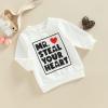 Kayotuas Toddler Baby Crewneck Sweatshirt Cute Letter Print Long Sleeve Shirts Pullover Tops Valentines Day Outfit Spring Clothes (MR STEAL YOUR HEART White,18-24 Months) view 3