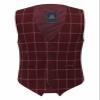 Boys Tweed Windowpane Check Maroon-Burgundy Vest Cotton Slim Fit Retro Smart Casual Dress Single Breasted Vest Size 7 Years view 1