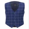 Boys Tweed Windowpane Check Blue Vest Cotton Slim Fit Retro Smart Casual Dress Single Breasted Vest Size 6 Years view 1