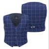 Boys Tweed Windowpane Check Blue Vest Cotton Slim Fit Retro Smart Casual Dress Single Breasted Vest Size 6 Years view 2