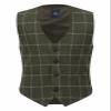 Boys Tweed Windowpane Check Sage Green Vest Cotton Slim Fit Retro Smart Casual Dress Single Breasted Vest Size 13 Years view 1