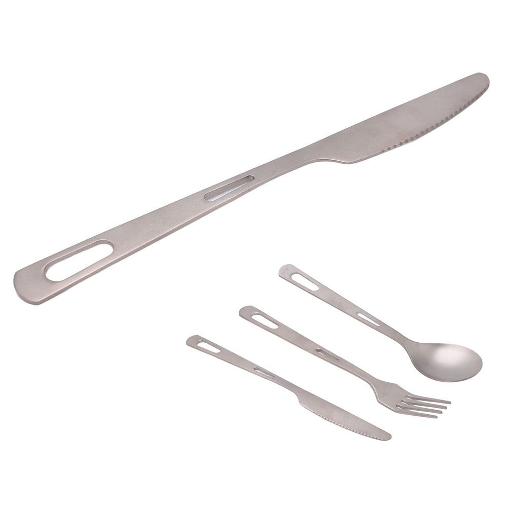 Titanium Spork (spoon Fork) with Bottle Opener, Camping Utensils Fork Knife Spoon Metal Silverware Utensils for Hiking and Picnic(#1)