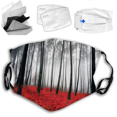 VeJerKK Tree Fashion Face mask,Tall Trees,Dust Washable Reusable Filter and Reusable Mouth Warm Windproof Face,Black Red Grey