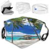 VeJerKK Beach Cloth Masks for Men Women,Empty Hammock Between Palm Trees Beach,Washable Reusable Adult Printed Face Masks Adjustable Ear Straps Face Cover,Blue view 1
