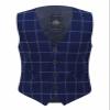 Boys Tweed Windowpane Check Navy Blue Vest Cotton Slim Fit Retro Smart Casual Dress Single Breasted Vest Size 6 Years view 1