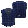 Boys Tweed Windowpane Check Navy Blue Vest Cotton Slim Fit Retro Smart Casual Dress Single Breasted Vest Size 6 Years view 2