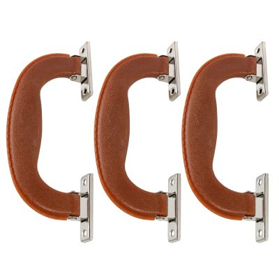 Piutouyar 14.4cm / 5.67Inches Plastic Luggage Trunk Pull Handle, Antique Suitcase Side Holder for Briefcase, Luggage, Toolbox, Musical Box, Brown(3Pcs)