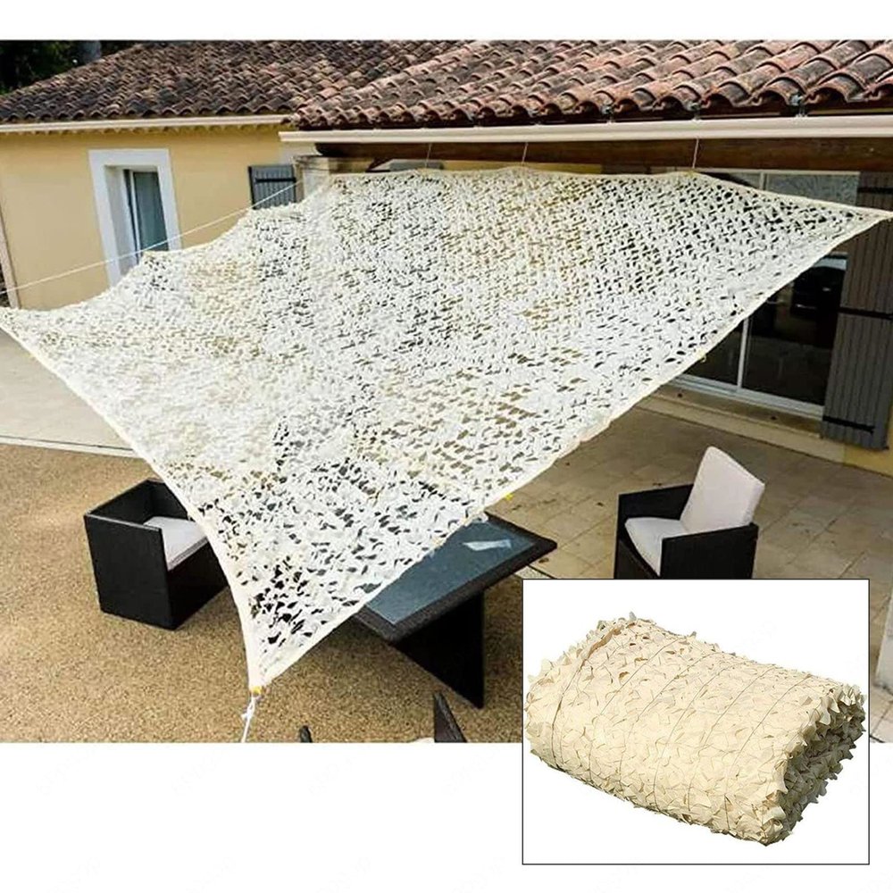 Camouflage Net Sunscreen, 2x3/3x4/4x8m Beige Camo Netting, Shade Net Cover for Military Decoration/Outdoor Hunting, Camouflage Accessories,2x2m(6.6 * 6.6ft)