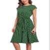 BBcoch Midi Dresses for Women Summer Petite Pleated A Line Polka Dot Dress Green White Dot X-Large view 2
