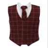 Boys Tweed Single-Breasted Windowpane Check Slim Fit Cotton Maroon Burgundy Vest 3 Piece Retro Tie Formal Smart Casual Set Size 15 Years view 1