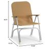FORMA MARINE Folding Aluminum Boat Chair with Teak Armrests Uniform Fabric, Folding, Anodized, Beige-Brown Fabric, Model M120BR view 3