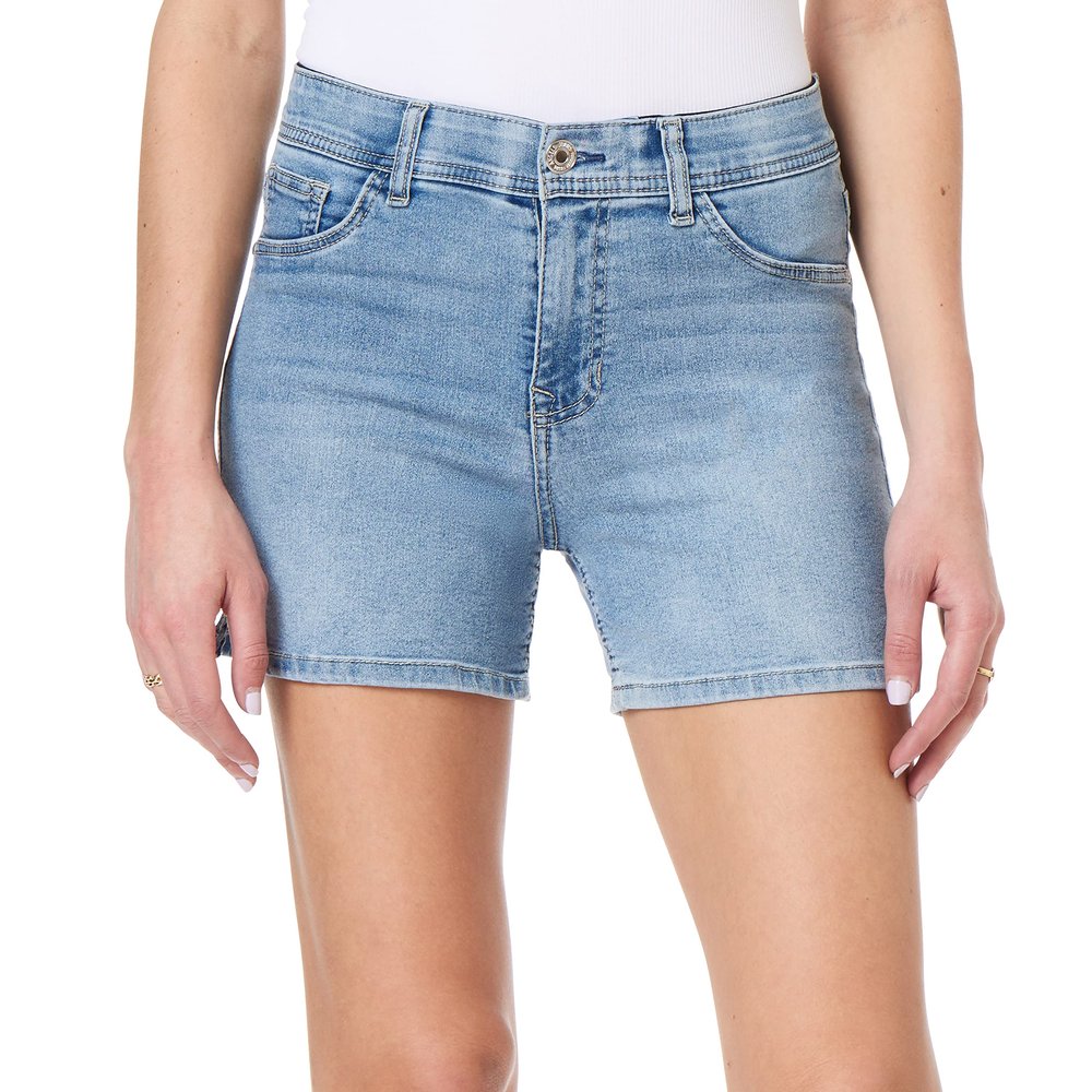 Angels Forever Young Women's 360 Sculpt Mid Thigh 5" Denim Shorts, Skye, 16