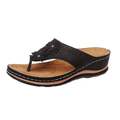 Platform Flip Flops For Women Size 13 Wedge Sandals for Women Hook and Loop Adjustable Platform Strappy Slides Women's Vintage Rivets Gladiator Sandals House and Outdoors Comfortable Slip ons