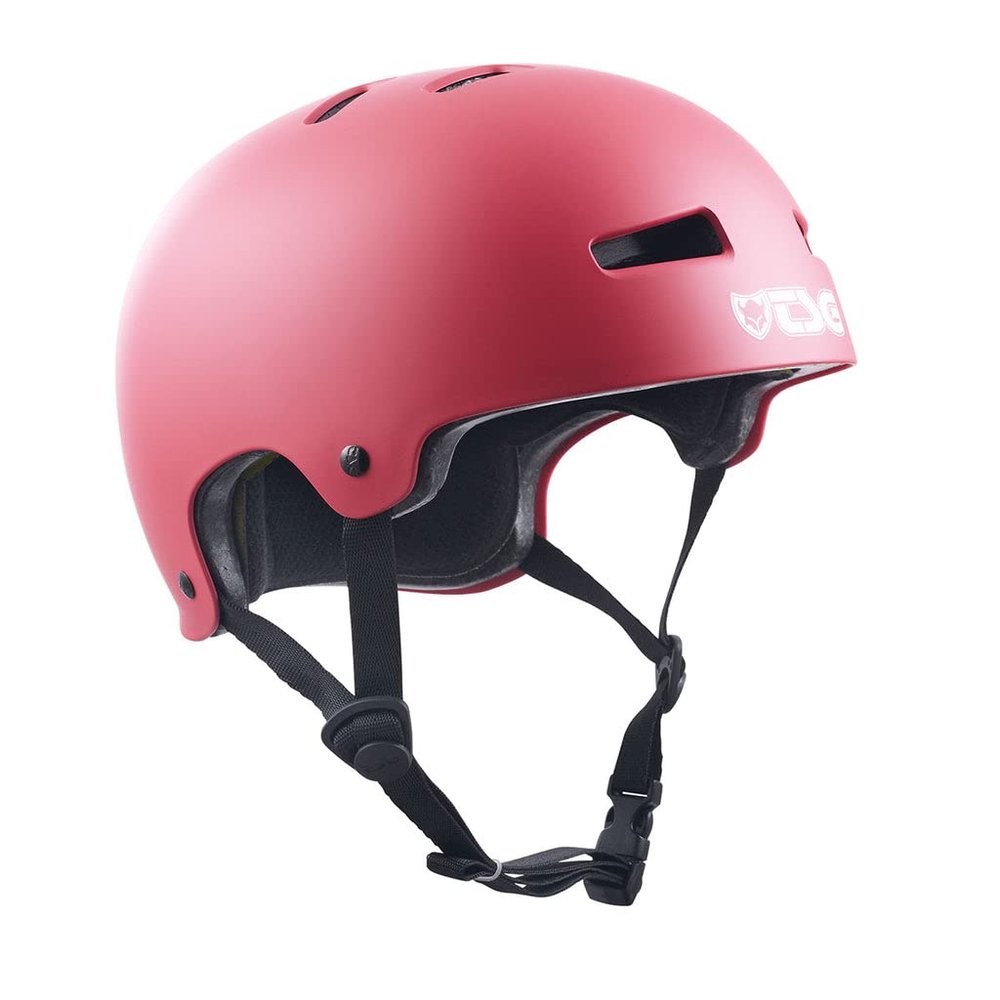 TSG Evolution Bike & Skate Helmet w/Snug Fit | for Cycling, BMX, Skateboarding, Rollerblading, Roller Derby, E-Boarding, E-Skating, Longboarding, Park Skating, Urban | EPS, Satin Gentle Red, S/M