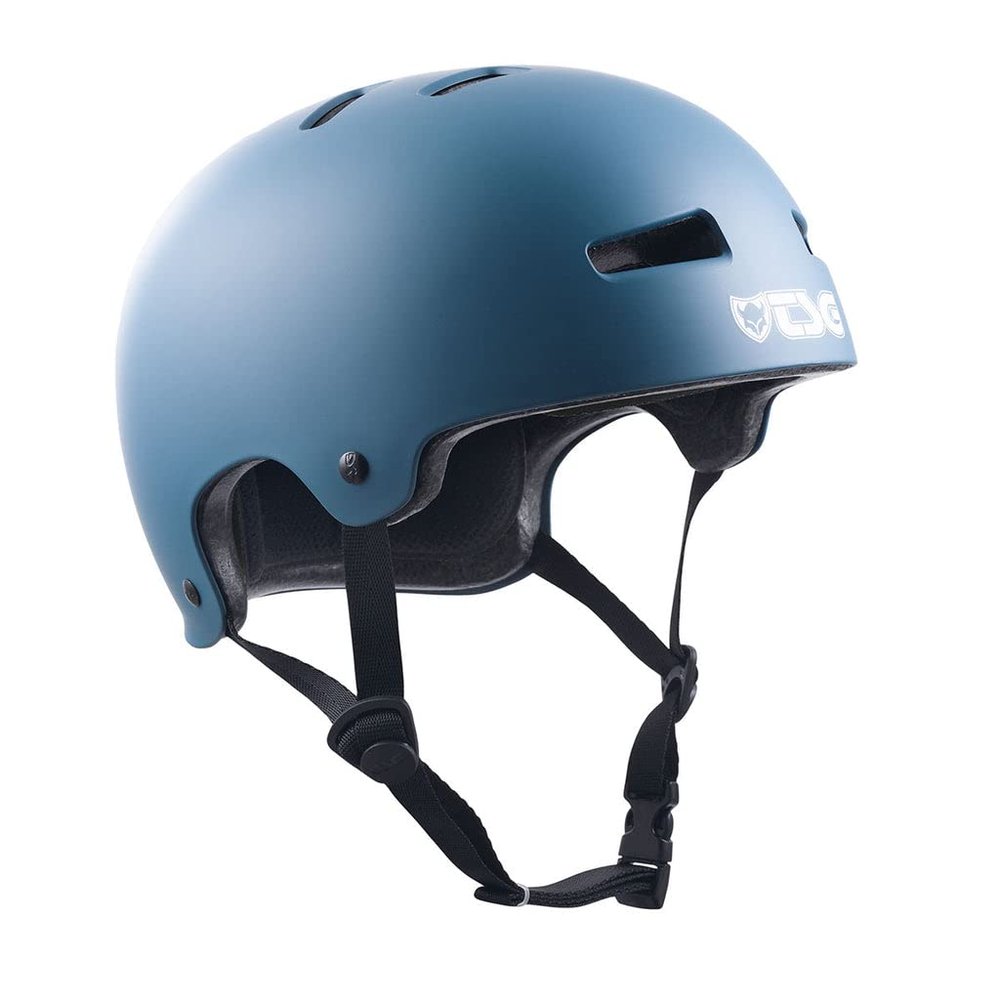 TSG Evolution Bike & Skate Helmet w/Snug Fit | for Cycling, BMX, Skateboarding, Rollerblading, Roller Derby, E-Boarding, E-Skating, Longboarding, Park Skating, Urban | EPS, Satin Teal, S/M