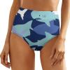 Camouflage Pattern with Cute Sharks Full Coverage Ladies Panties High Waisted Underpants Soft Underwear for Women M view 1