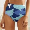 Camouflage Pattern with Cute Sharks Full Coverage Ladies Panties High Waisted Underpants Soft Underwear for Women M view 2