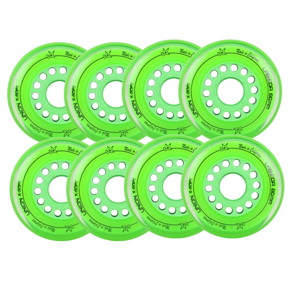 Labeda Inline Roller Hockey Skate Wheels Union Green 80mm Set of 8