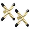PATIKIL Billiard Bridge Head, 2 Pack Cross Pool Cue Stick Bridge Screw-On Metal Billiard Accessories with Rubber Sleeves for Pool Table, Gold Tone view 1