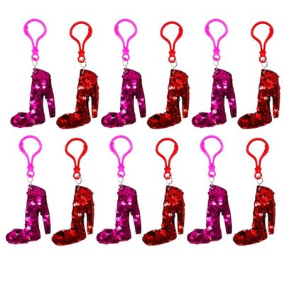 Mardi Gras Spot 8cm Red & Silver Flip Sequin Plush High Heel with Clip (Dozen)