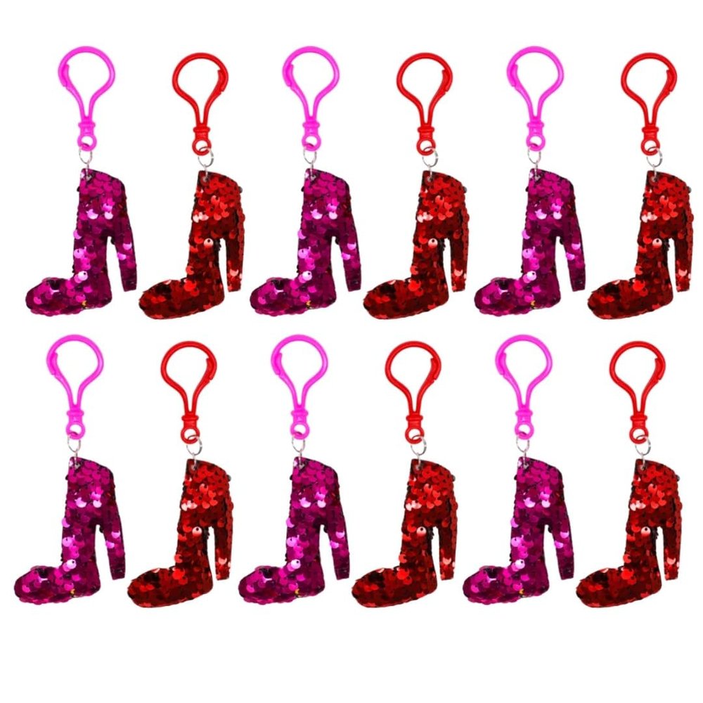 Mardi Gras Spot 8cm Red & Silver Flip Sequin Plush High Heel with Clip (Dozen)