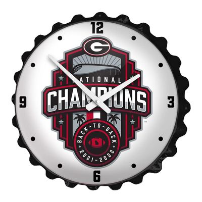 The Fan-Brand NCAA Georgia Bulldogs Bottle Cap Wall Clock: National Champions, White - Football, Basketball & Baseball, College Wall Decor for Home, Office, Game Room, Fan Cave & Garage