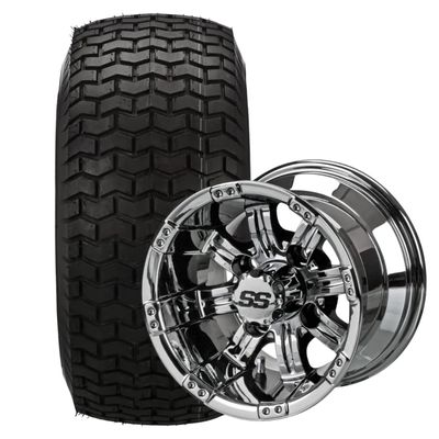 10" Casino Mirror Golf Cart Wheels and Tires Combo (20x10-10 Turf) Set of 4