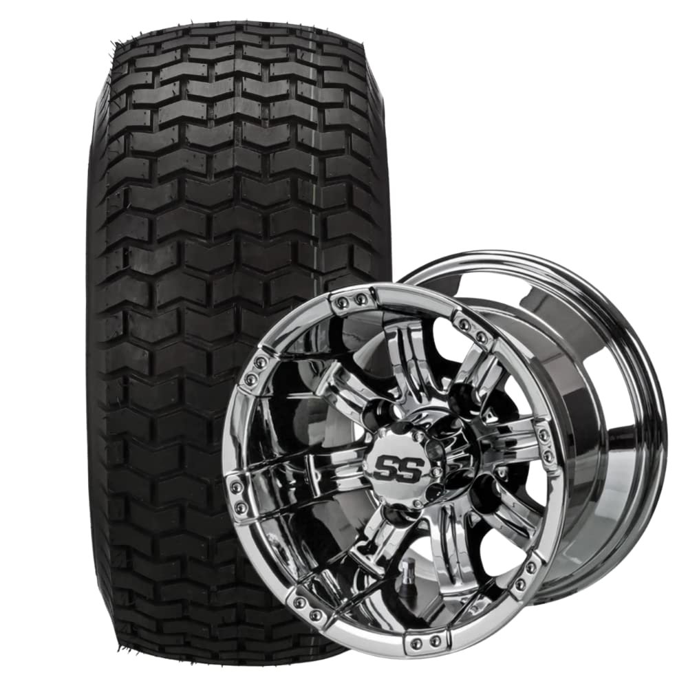 10" Casino Mirror Golf Cart Wheels and Tires Combo (20x10-10 Turf) Set of 4