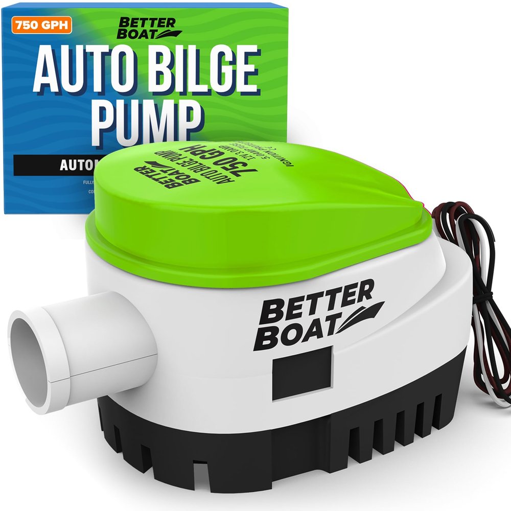 Automatic Bilge Pumps for Boats 12v 750 GPH Auto Bilge Pump Submersible with Built-In Float Switch, 3/4 Inch Outlet, 12 Volt Marine Compatible with Bass, Jon Boats, and More