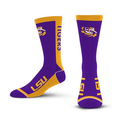 For Bare Feet NCAA LSU TIGERS MVP Crew Sock Team Color Large