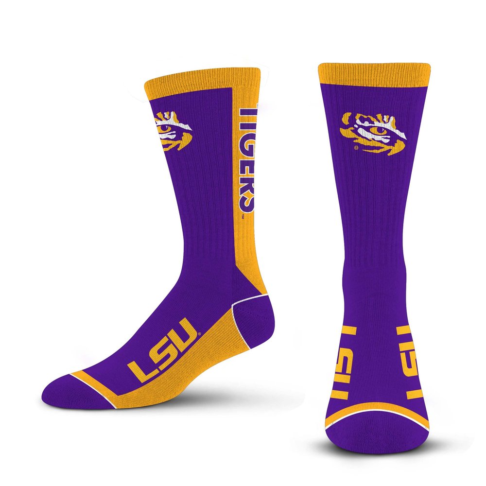 For Bare Feet NCAA LSU TIGERS MVP Crew Sock Team Color Large
