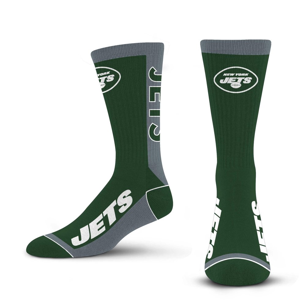 For Bare Feet NFL NEW YORK JETS MVP Crew Sock Team Color Large