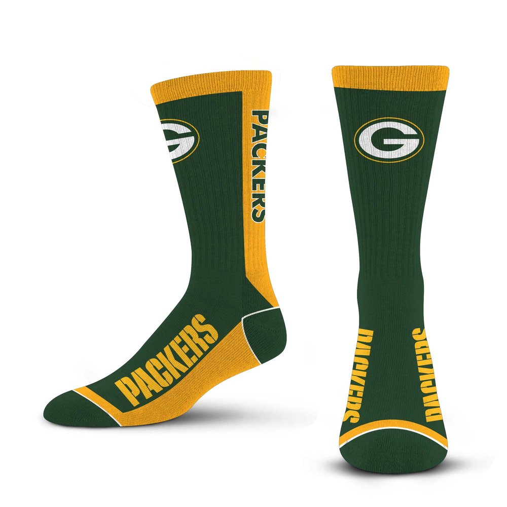 For Bare Feet NFL GREEN BAY PACKERS MVP Crew Sock Team Color Large