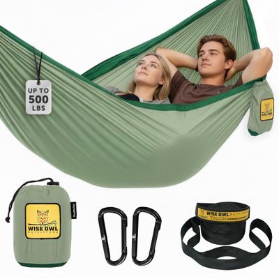 Wise Owl Outfitters Camping Hammock  500lbs Portable Hammock with Tree Straps - Travel, Backpacking, Hiking, Outdoors Camping Gear - Double