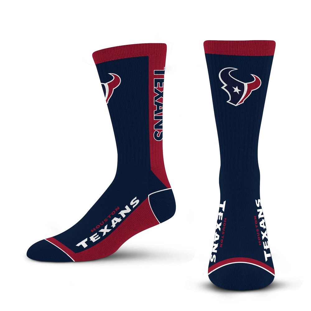For Bare Feet NFL HOUSTON TEXANS MVP Crew Sock Team Color Large