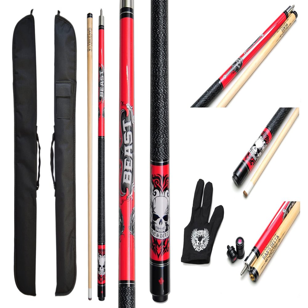 1x1 Hard Pool Cue Case Billiard Stick Carrying Pool Cue Case - 1B1S - Holds 1 Butt and 1 Shaft (Several Colors Available) (Kit-ON6(Cue+Case))