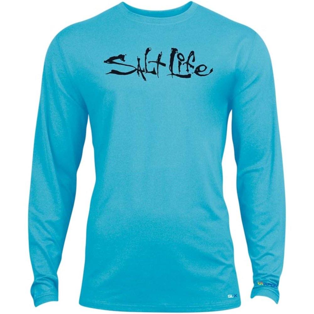 Salt Life Unisex Kids Unisex Kids Signature Icons Long Sleeve Performance Tee T-Shirt, Turquoise Heather, X-Small