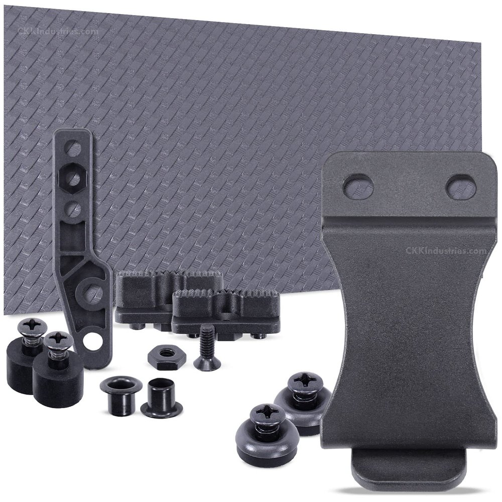 DIY Holster Making Kit - 1-Piece Adjustable Retention Concealment Holster (Light Bearing) - (IWB) - Basketweave - (Storm Gray) - FOMI (1.75in) - (w/Storm Gray Finishing Washers)